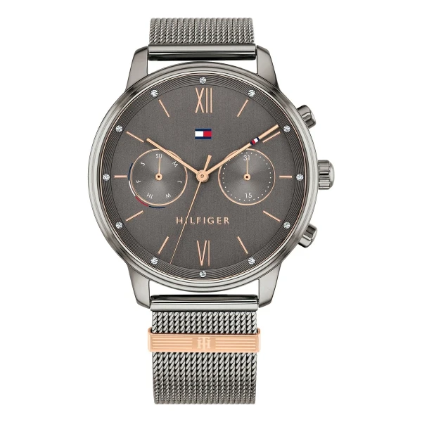Tommy Hilfiger Blake Quartz Multifunktion Gråtonad Milaneselänk Mörkgrå