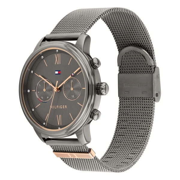 Tommy Hilfiger Blake Quartz Multifunktion Gråtonad Milaneselänk Mörkgrå