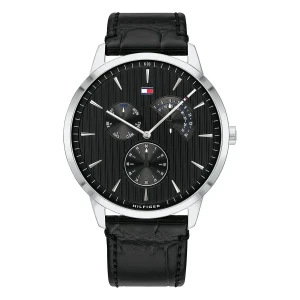 Tommy Hilfiger Brad Quartz Multifunktion Läderband Svart