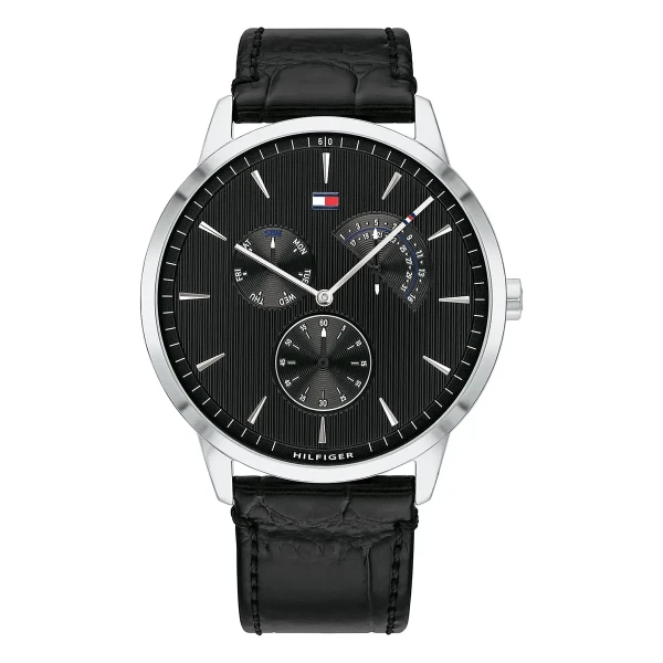 Tommy Hilfiger Brad Quartz Multifunktion Läderband Svart