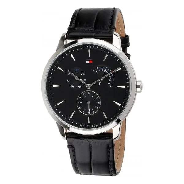 Tommy Hilfiger Brad Quartz Multifunktion Läderband Svart