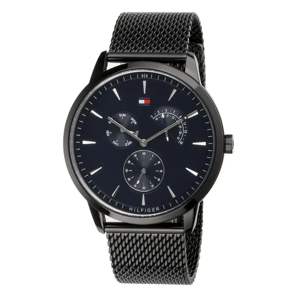 Tommy Hilfiger Brad Quartz Multifunktion Svarttonad Milaneselänk Blå