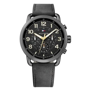 Tommy Hilfiger Briggs Quartz Multifunktion Läderband Svart