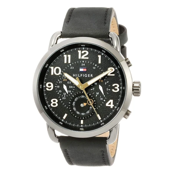 Tommy Hilfiger Briggs Quartz Multifunktion Läderband Svart