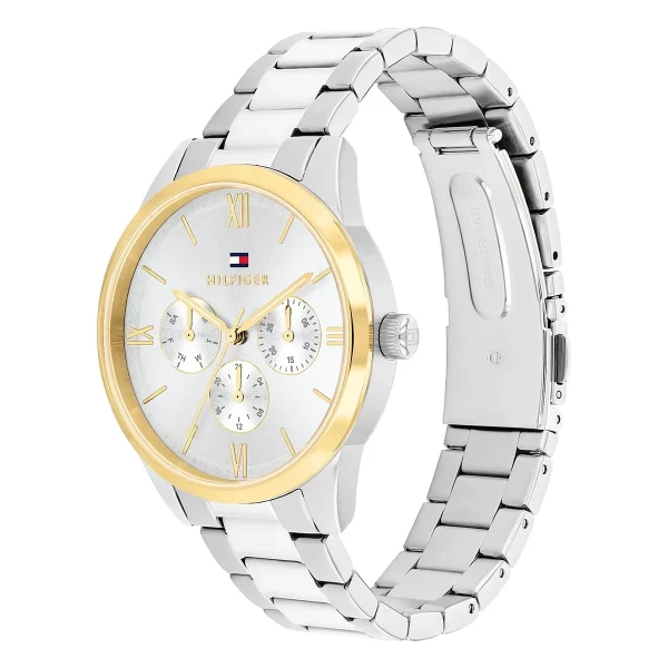 Tommy Hilfiger Camille Quartz Multifunktion Guldfärgad Lünett Stållänk Silver
