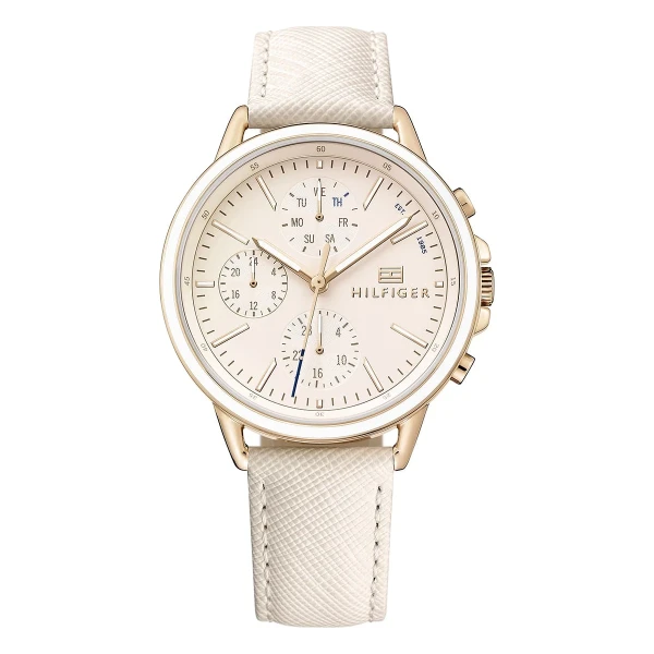 Tommy Hilfiger Carly Quartz Multifunktion Läderband Roséguld