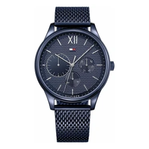 Tommy Hilfiger Damon Quartz Multifunktion Blåtonad Milaneselänk Blå