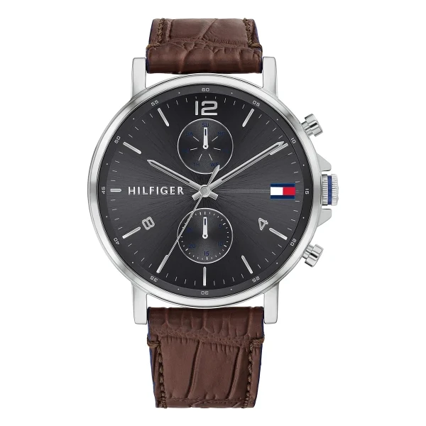 Tommy Hilfiger Daniel Quartz Multifunktion Läderband Grå