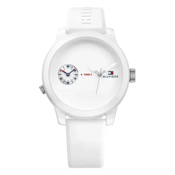 Tommy Hilfiger Denim Quartz Dual Time Silikonarmband Vit