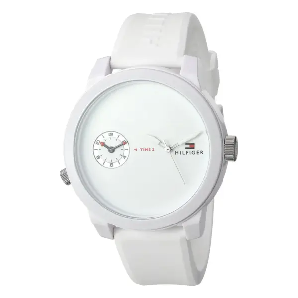 Tommy Hilfiger Denim Quartz Dual Time Silikonarmband Vit
