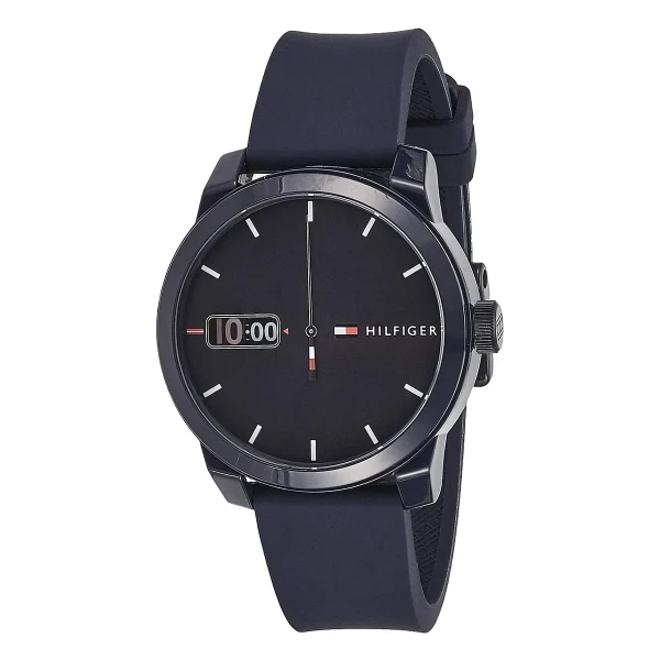 Tommy Hilfiger Denim Quartz Skivvisning Silikonarmband Blå