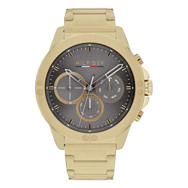 Tommy Hilfiger Harley Quartz Multifunktion Guldfärgad Stållänk Grå