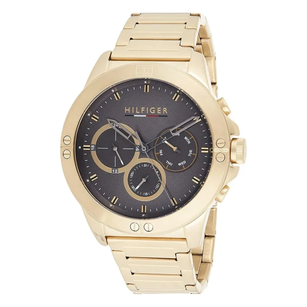 Tommy Hilfiger Harley Quartz Multifunktion Guldfärgad Stållänk Grå