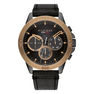 Tommy Hilfiger Harley Quartz Multifunktion Läderband Svart