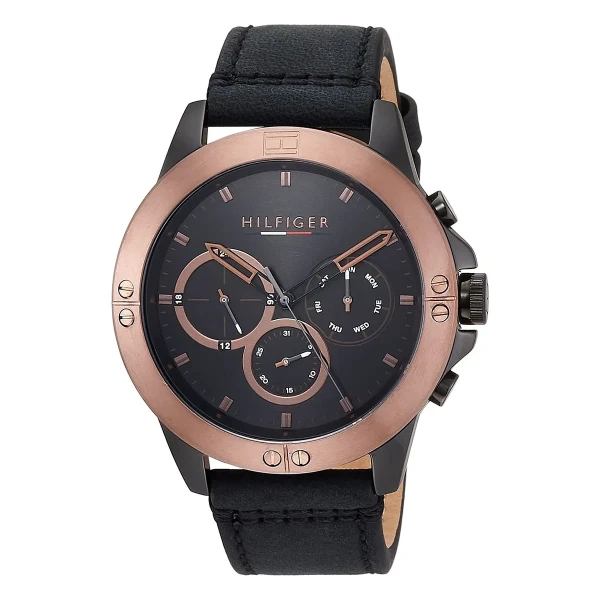 Tommy Hilfiger Harley Quartz Multifunktion Läderband Svart