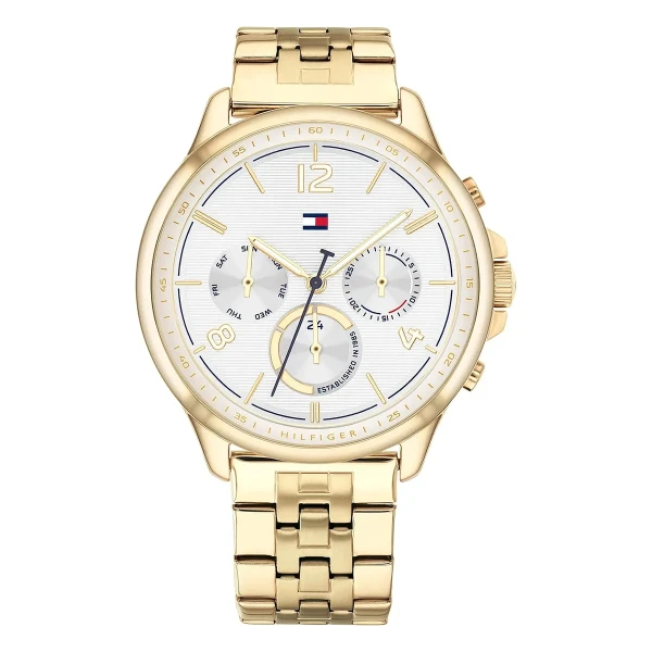 Tommy Hilfiger Harper Quartz Multifunktion Guldfärgad Stållänk Vit