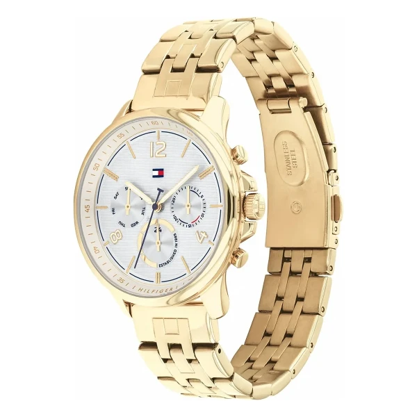 Tommy Hilfiger Harper Quartz Multifunktion Guldfärgad Stållänk Vit