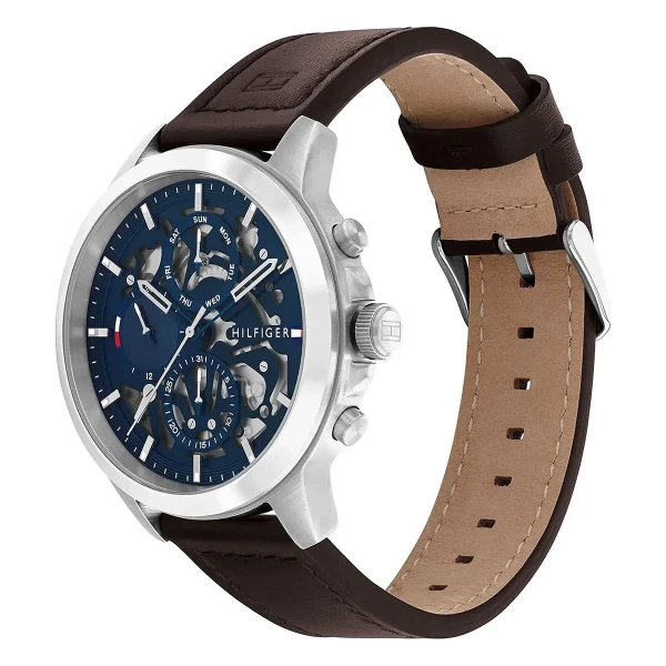 Tommy Hilfiger Henry Quartz Multifunktion Läderband Blå