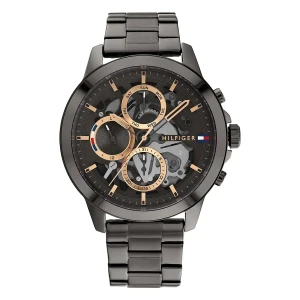 Tommy Hilfiger Henry Quartz Multifunktion Open Heart Gråtonad Stållänk Grå