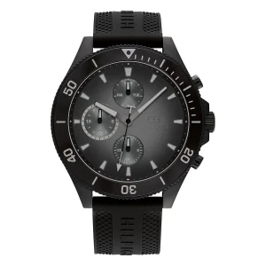 Tommy Hilfiger Larson Quartz Multifunktion Svarttonad Silikonarmband Grå