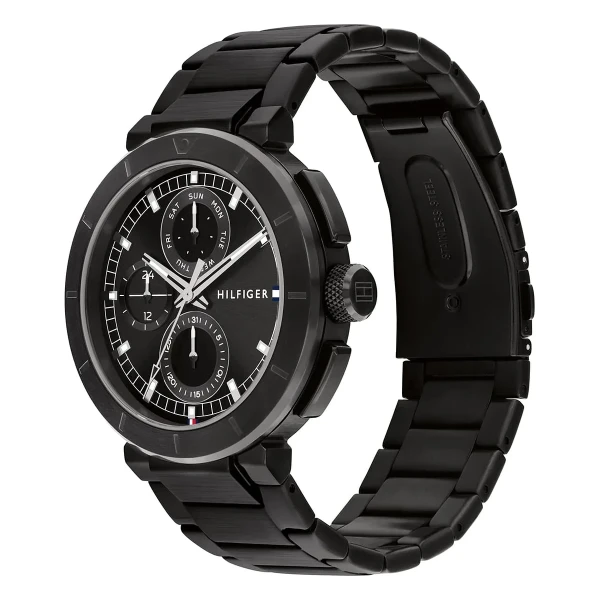 Tommy Hilfiger Lorenzo Quartz Multifunktion Svarttonad Stållänk Svart