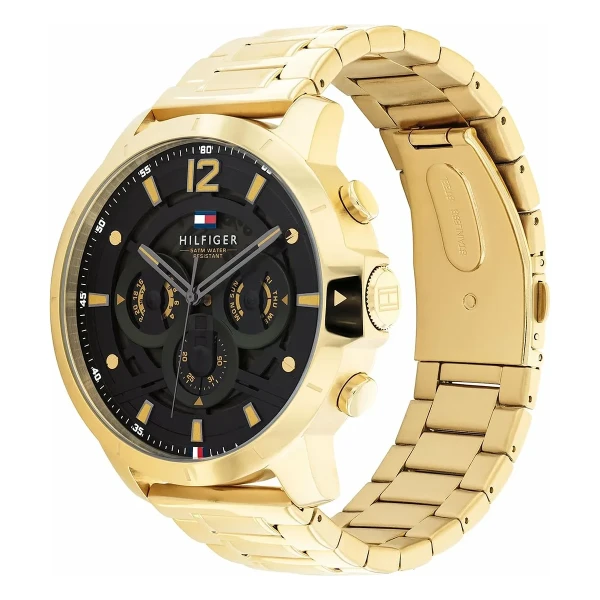 Tommy Hilfiger Luca Quartz Multifunktion Guldfärgad Stållänk Svart