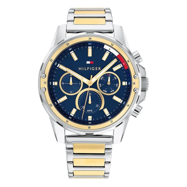 Tommy Hilfiger Mason Quartz Multifunktion Tvåfärgad Stållänk Blå
