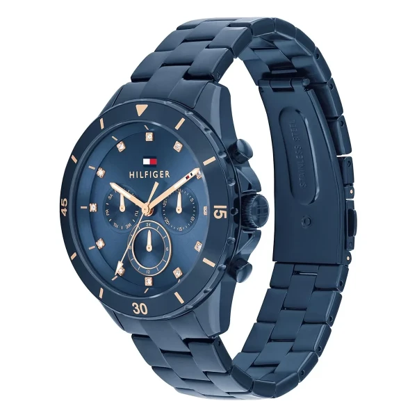 Tommy Hilfiger Mellie Quartz Multifunktion Kristaller Blåtonad Stållänk Blå