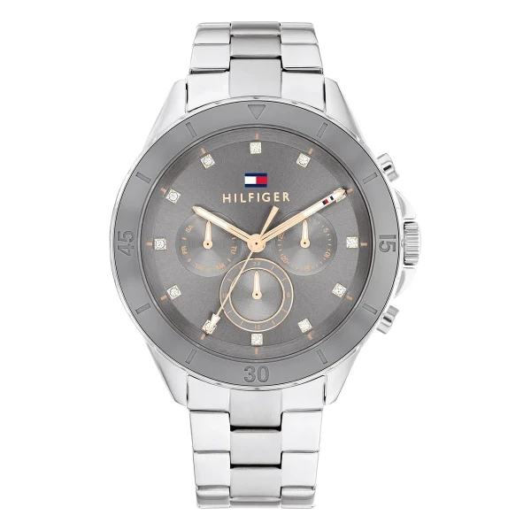 Tommy Hilfiger Mellie Quartz Multifunktion Kristaller Stållänk Grå