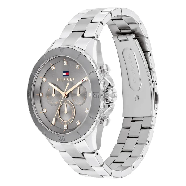Tommy Hilfiger Mellie Quartz Multifunktion Kristaller Stållänk Grå