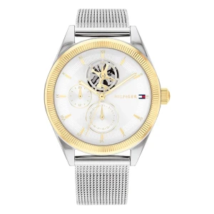 Tommy Hilfiger Monica Quartz Multifunktion Open Heart Guldfärgad Lünett Mesharmband Silver
