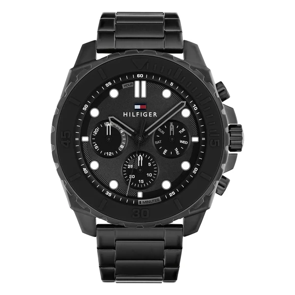 Tommy Hilfiger Morgan Quartz Multifunktion Svarttonad Stållänk Svart