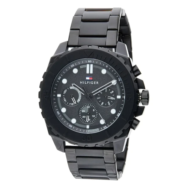 Tommy Hilfiger Morgan Quartz Multifunktion Svarttonad Stållänk Svart