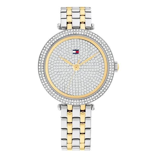 Tommy Hilfiger Natalie Quartz Pavé Tvåfärgad Stållänk Silver