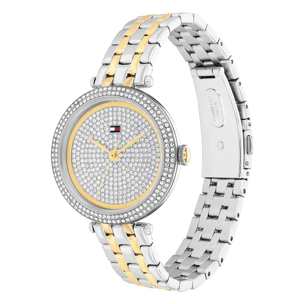 Tommy Hilfiger Natalie Quartz Pavé Tvåfärgad Stållänk Silver
