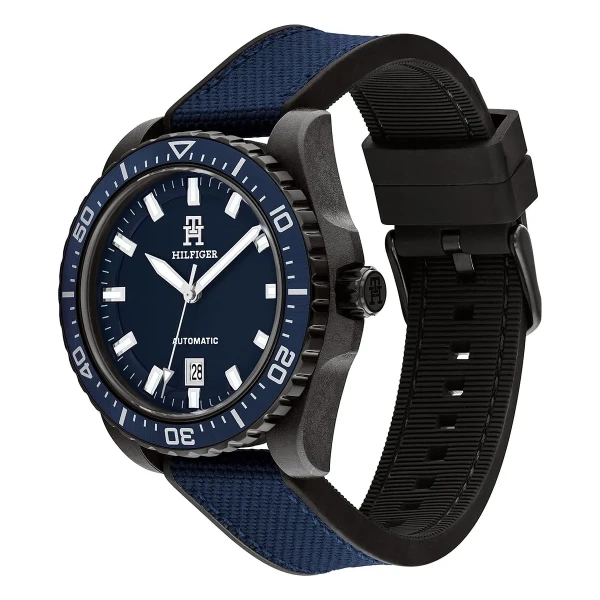 Tommy Hilfiger TH85 Carbon Automatic Silikonarmband Blå