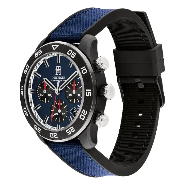 Tommy Hilfiger TH85 Carbon Chronograph Textilarmband Blå