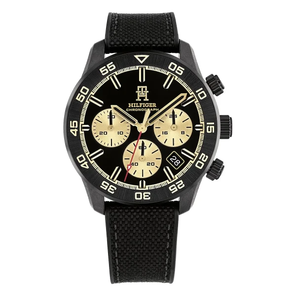 Tommy Hilfiger TH85 Carbon Chronograph Textilarmband Svart