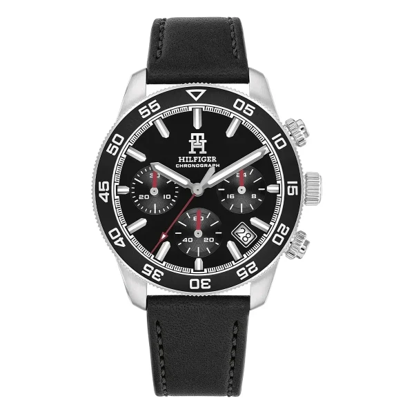 Tommy Hilfiger TH85 Chrono Quartz Kronograf Läderband Svart