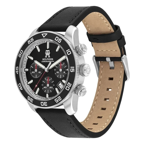 Tommy Hilfiger TH85 Chrono Quartz Kronograf Läderband Svart