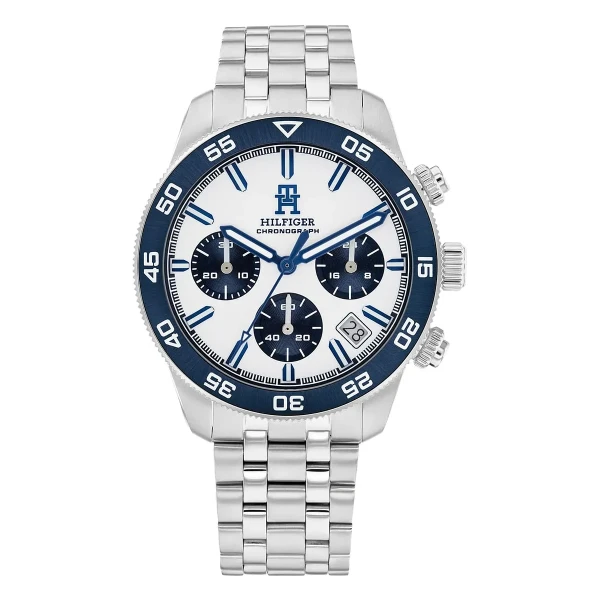 Tommy Hilfiger TH85 Chrono Quartz Kronograf Stållänk Vit