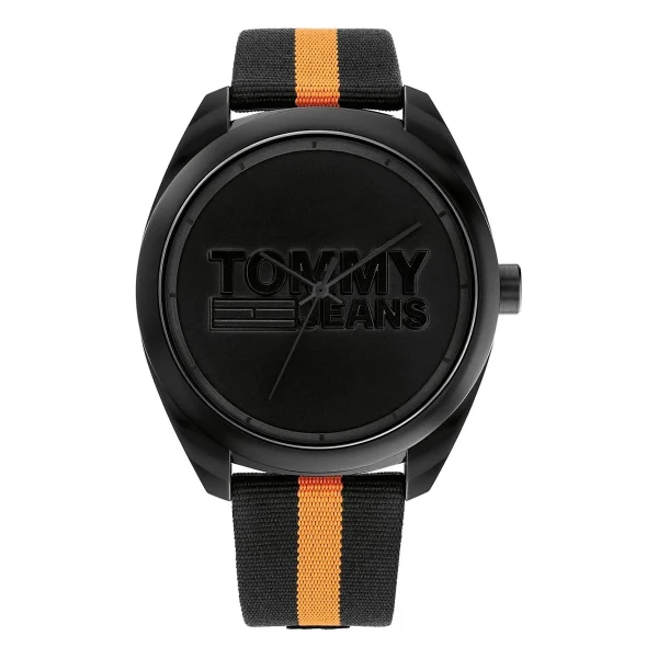 Tommy Hilfiger Tommy Jeans San Diego Quartz Orangerandigt Textilarmband Svart