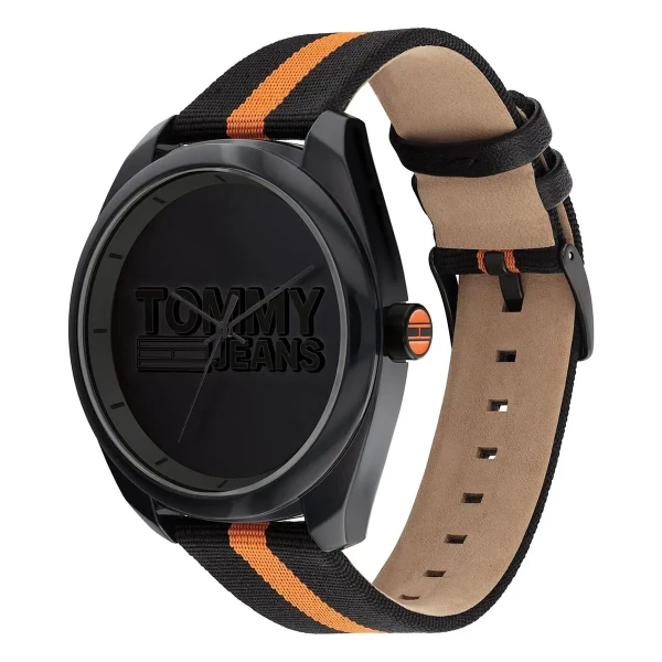 Tommy Hilfiger Tommy Jeans San Diego Quartz Orangerandigt Textilarmband Svart