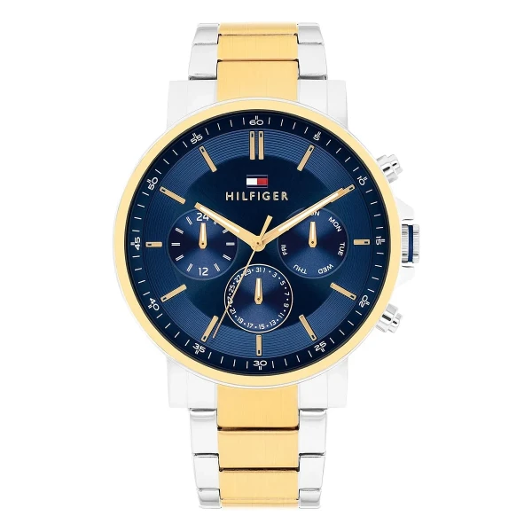Tommy Hilfiger Tyson Quartz Multifunktion Tvåfärgad Stållänk Blå
