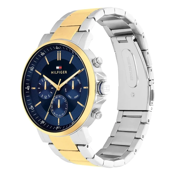 Tommy Hilfiger Tyson Quartz Multifunktion Tvåfärgad Stållänk Blå