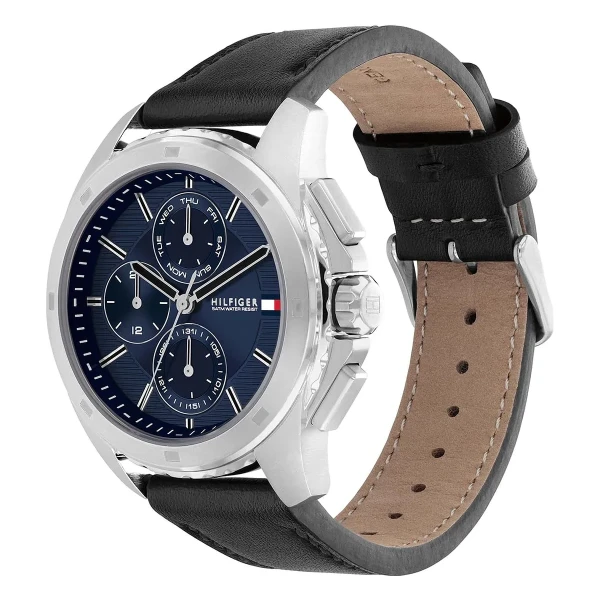 Tommy Hilfiger Walker Quartz Multifunktion Läderband Blå