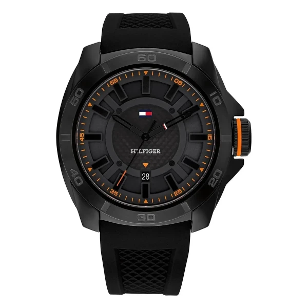 Tommy Hilfiger Windsurf Quartz Svarttonad Silikonarmband Svart