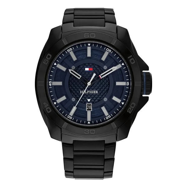 Tommy Hilfiger Windsurf Quartz Svarttonad Stållänk Blå