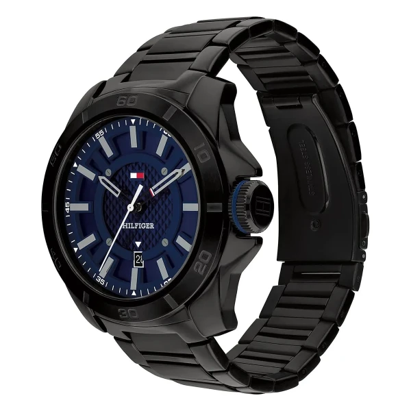 Tommy Hilfiger Windsurf Quartz Svarttonad Stållänk Blå